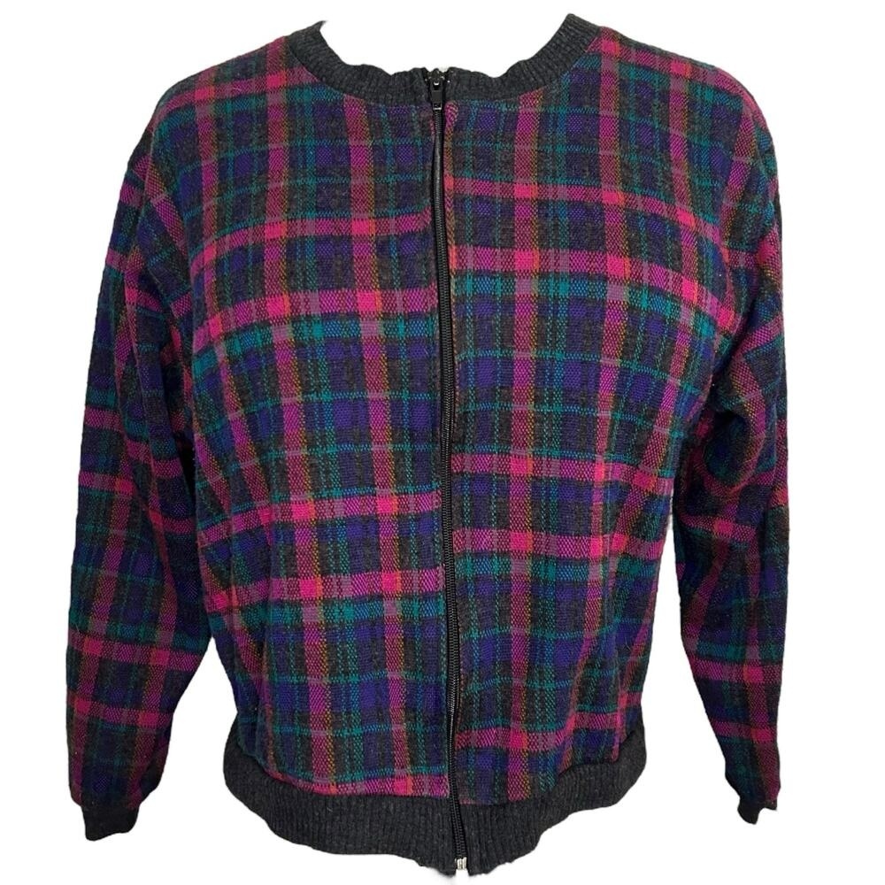 Vintage Multicolor Plaid Zip Up Jacket Size S